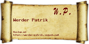 Werder Patrik névjegykártya